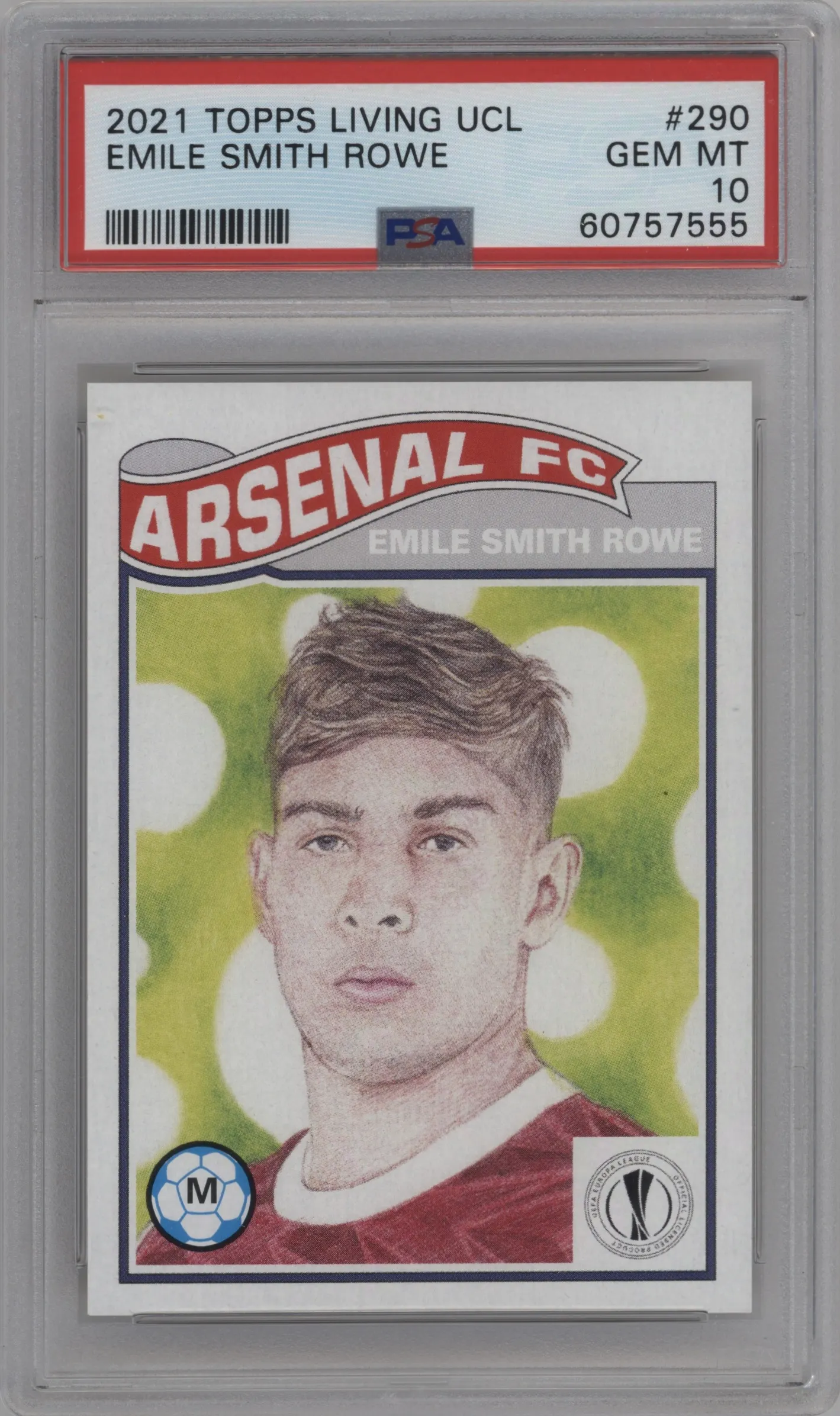 2020 Ultimate Topps Living Set UEFA CL 2021 Emile Smith Rowe PSA 10