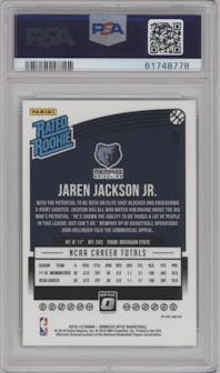 Jaren Jackson Jr. from the 2018-19 Panini Donruss Optic set featuring a Shock parallel graded by PSA and given an overall grade of 10.