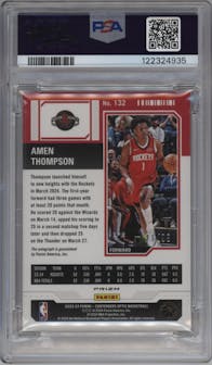 Amen Thompson from the 2023-24 Panini Contenders Optic set featuring a Red parallel graded by PSA and given an overall grade of 9.