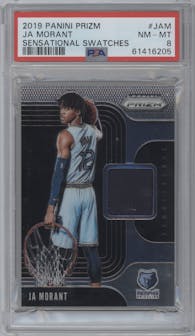 Ja Morant from the 2019-20 Panini Prizm set graded by PSA and given an overall grade of 8.