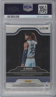 Ja Morant from the 2019-20 Panini Prizm set graded by PSA and given an overall grade of 8.