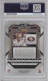 Brock Purdy from the 2022 Panini Prizm set graded by PSA and given an overall grade of 10.