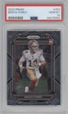 Brock Purdy from the 2022 Panini Prizm set graded by PSA and given an overall grade of 10.