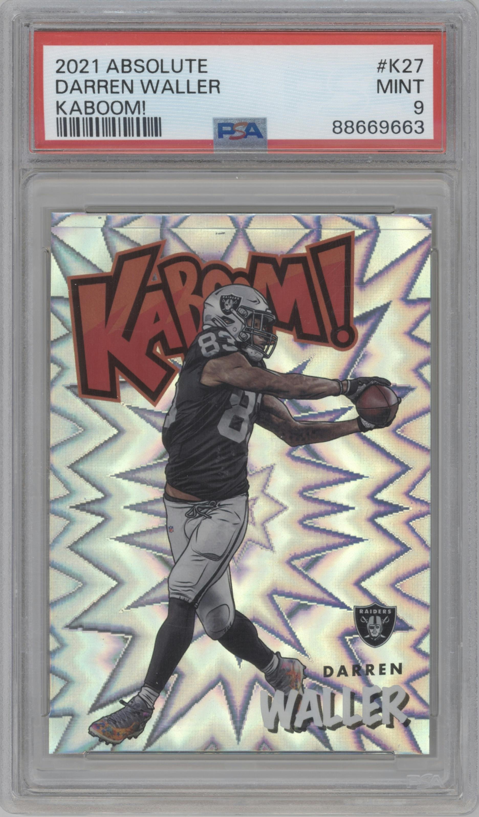Darren Waller from the 2021 Panini Absolute set graded by PSA and given an overall grade of 9.