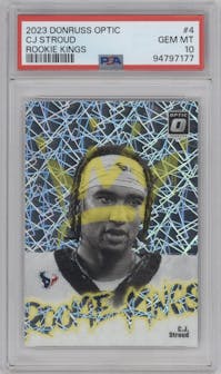 C.J. Stroud from the 2023 Donruss Optic set graded by PSA and given an overall grade of 10.