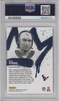 C.J. Stroud from the 2023 Donruss Optic set graded by PSA and given an overall grade of 10.