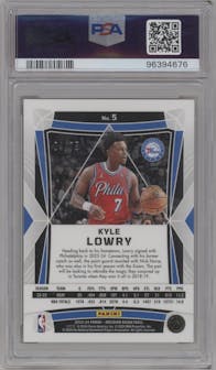 Kyle Lowry from the 2023-24 Panini Obsidian set featuring a Electric Etch Reggae Flood parallel graded by PSA and given an overall grade of 10.