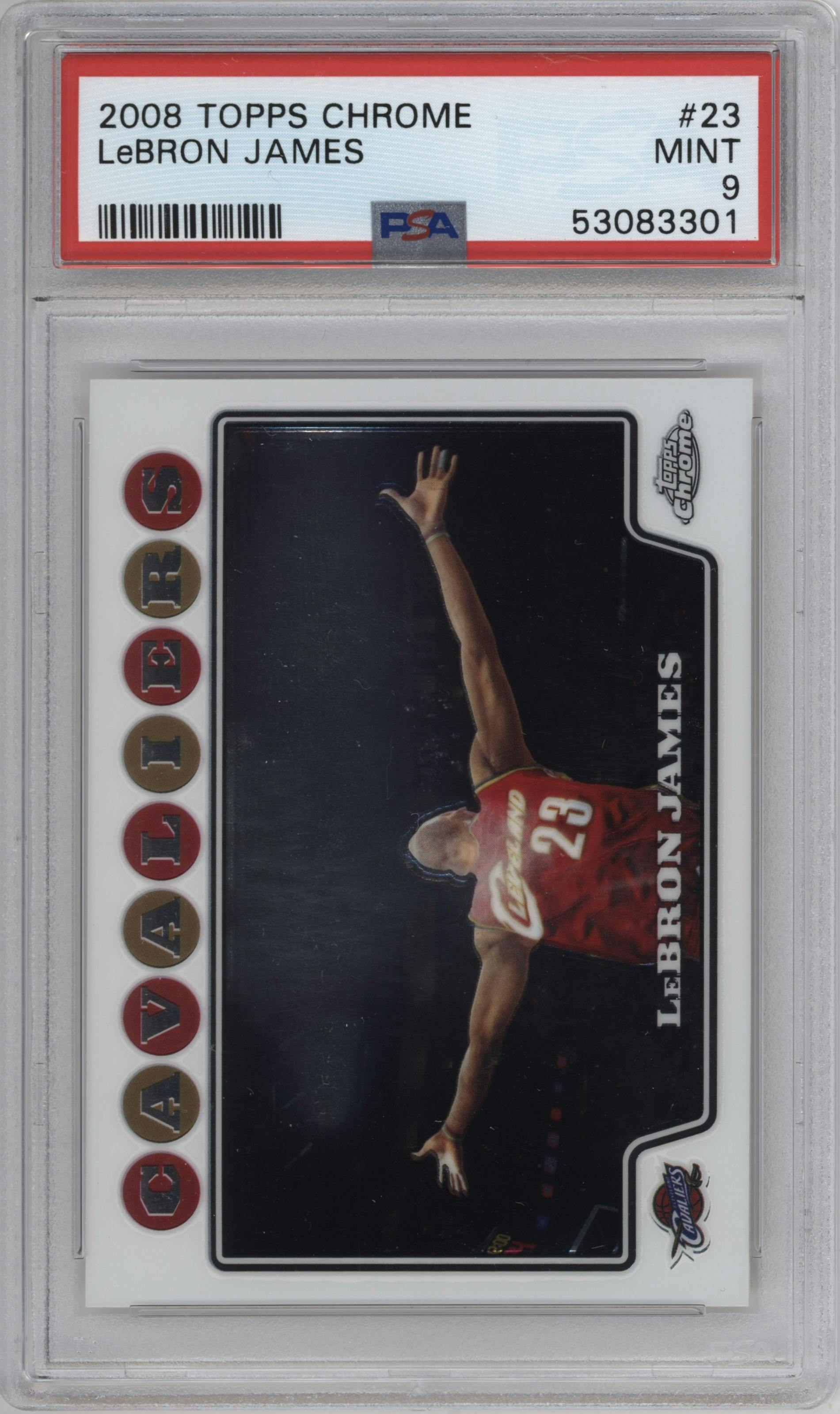 LeBron James from the 2008-09 Topps Chrome  set graded by PSA and given an overall grade of 9.