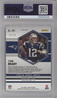Tom Brady from the 2021 Panini Mosaic set featuring a Orange Fluorescent parallel graded by PSA and given an overall grade of 10.