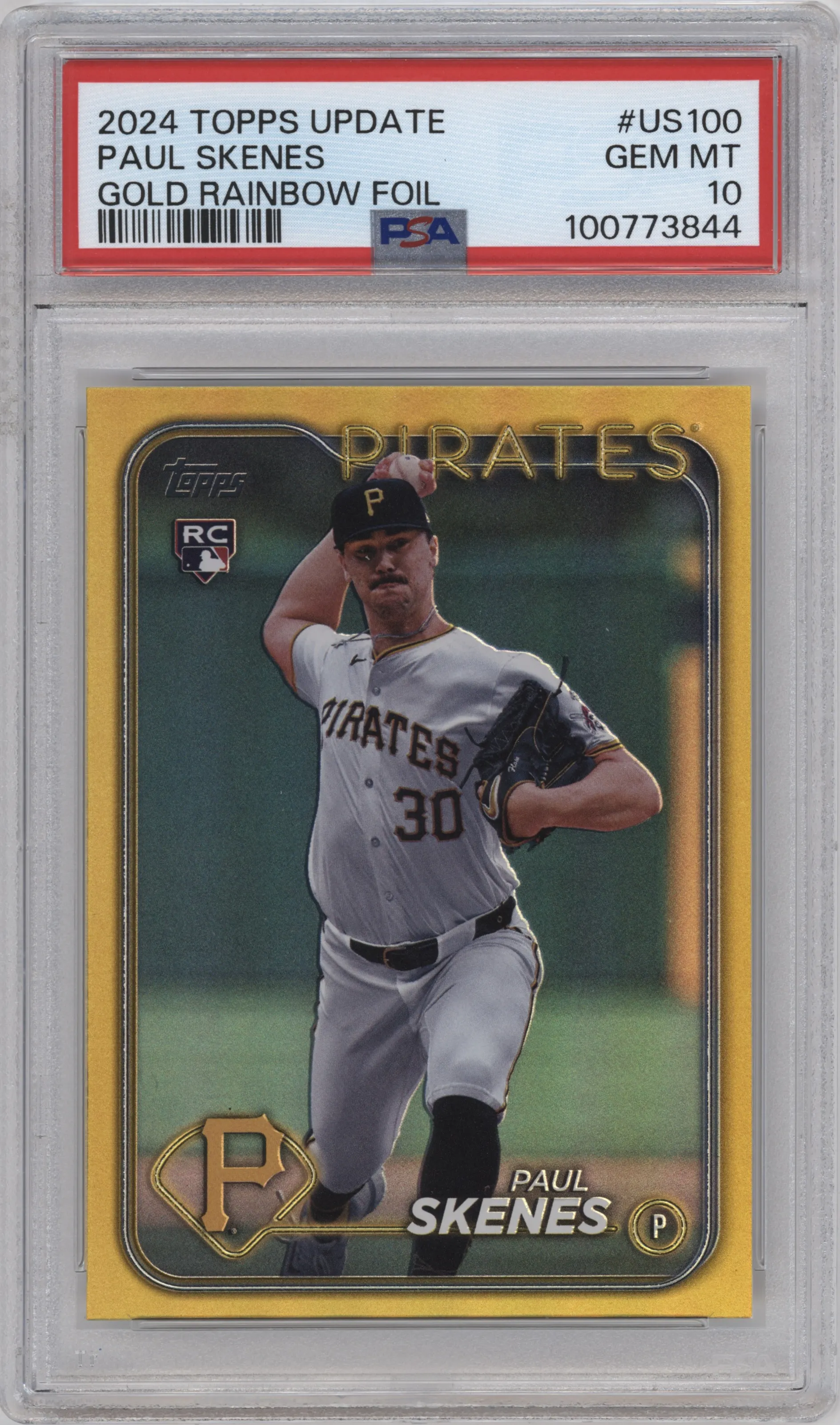 2024 Topps Update Paul Skenes Gold Rainbow Foil #US100 PSA 10