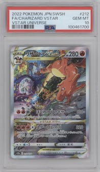 Charizard VSTAR from the 2022 Pokemon SWSH JPN set graded by PSA and given an overall grade of 10.