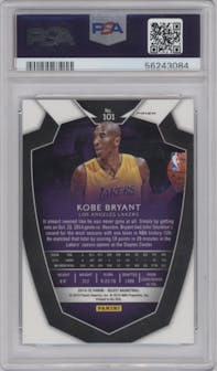 Kobe Bryant from the 2014-15 Panini Select set featuring a Silver Prizm parallel graded by PSA and given an overall grade of 10.