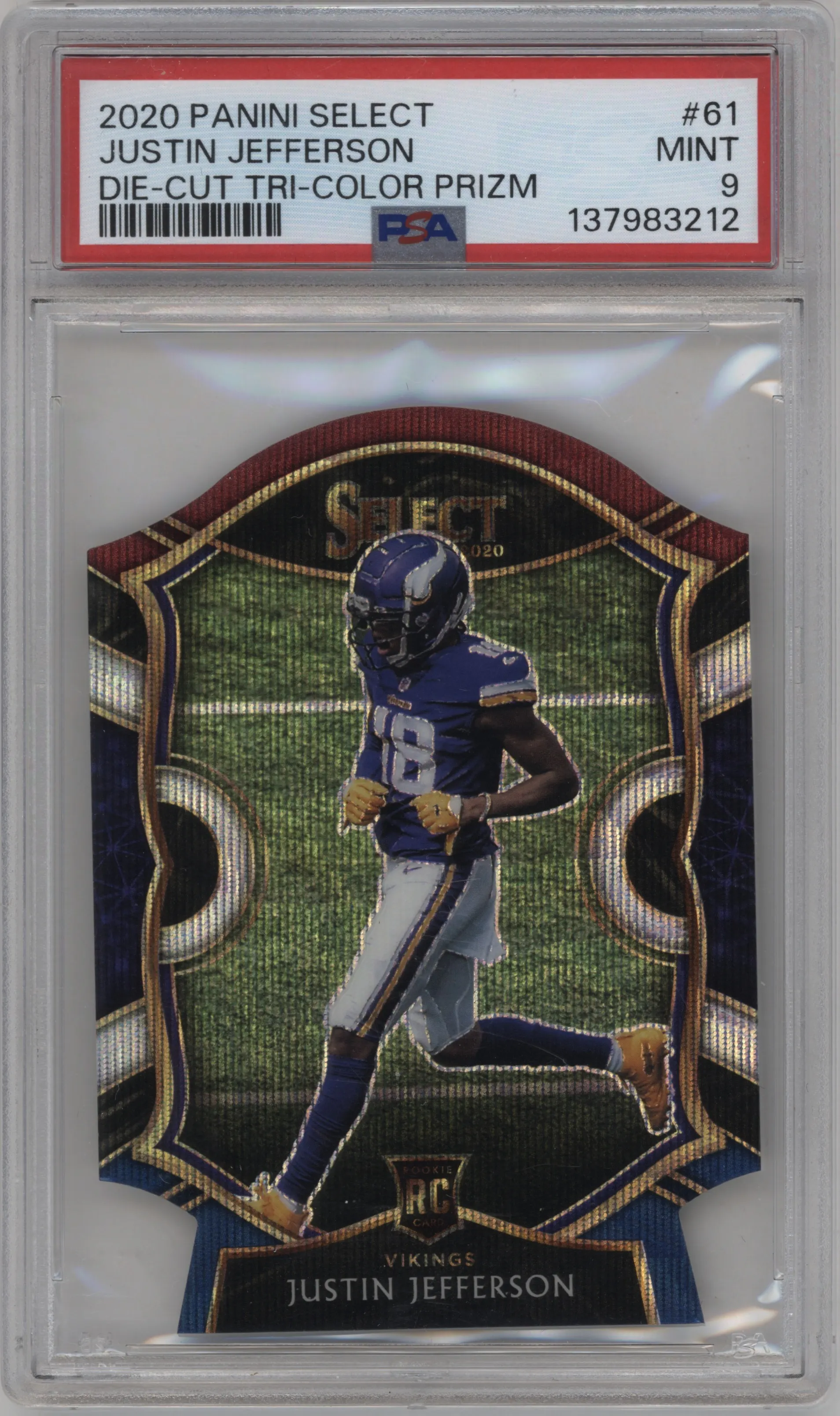 2020 Panini Select Justin Jefferson Die-Cut Tri-Color PSA 9