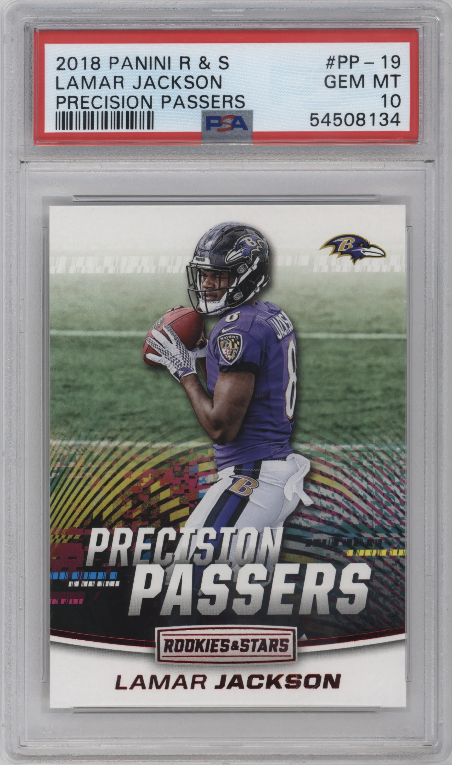2018 Panini Rookies & Stars Precision Passers Lamar Jackson PSA 10