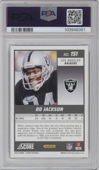 Bo Jackson from the 2024 Panini Score set featuring a Extraterrestrial parallel graded by PSA and given an overall grade of 10.