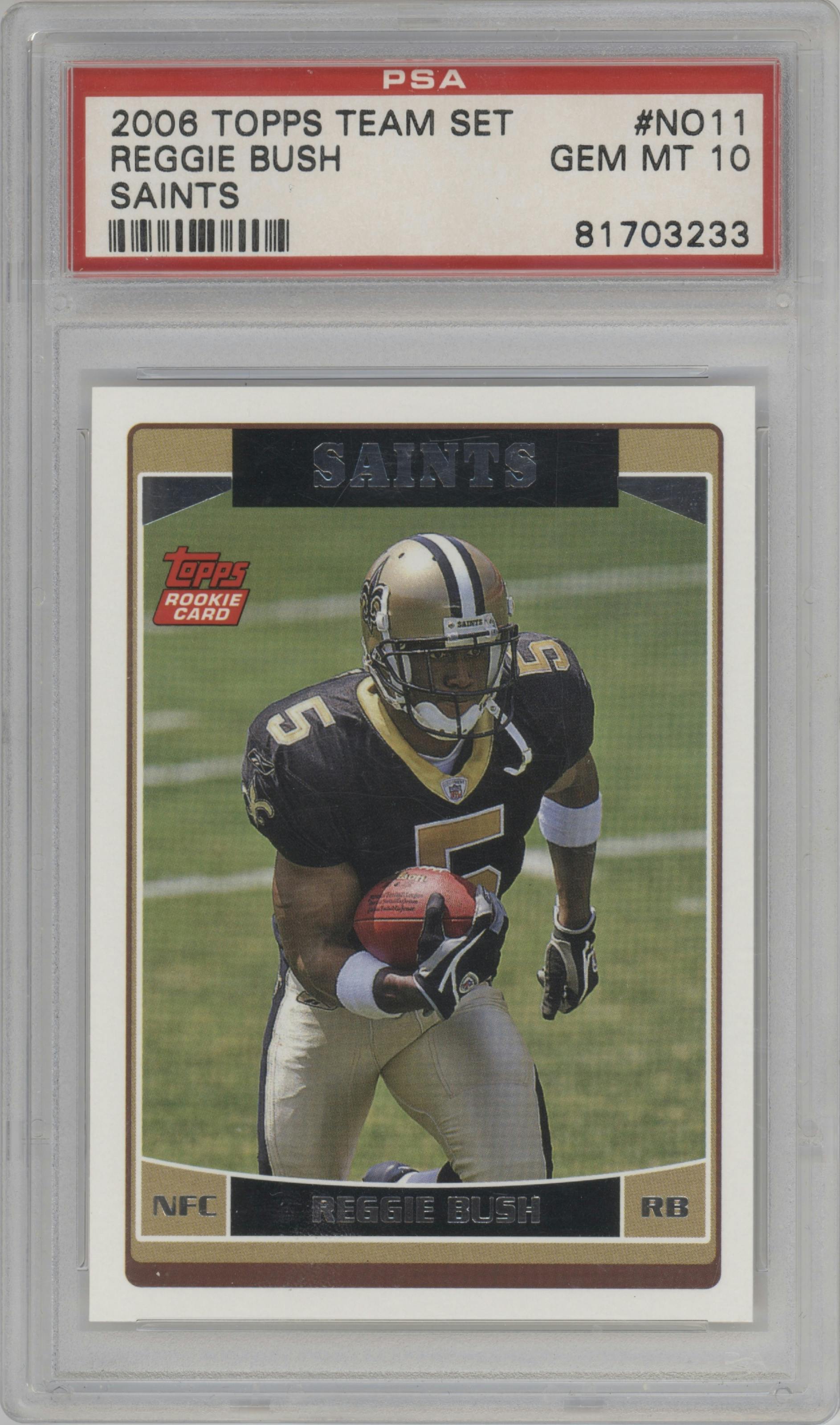 Reggie Bush from the 2006 Topps Team Sets set graded by PSA and given an overall grade of 10.
