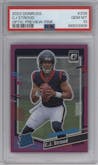C.J. Stroud from the 2023 Panini Donruss set featuring a Pink parallel graded by PSA and given an overall grade of 10.