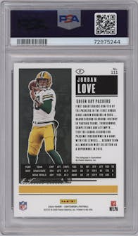 Jordan Love from the 2020 Panini Contenders set graded by PSA and given an overall grade of 10.