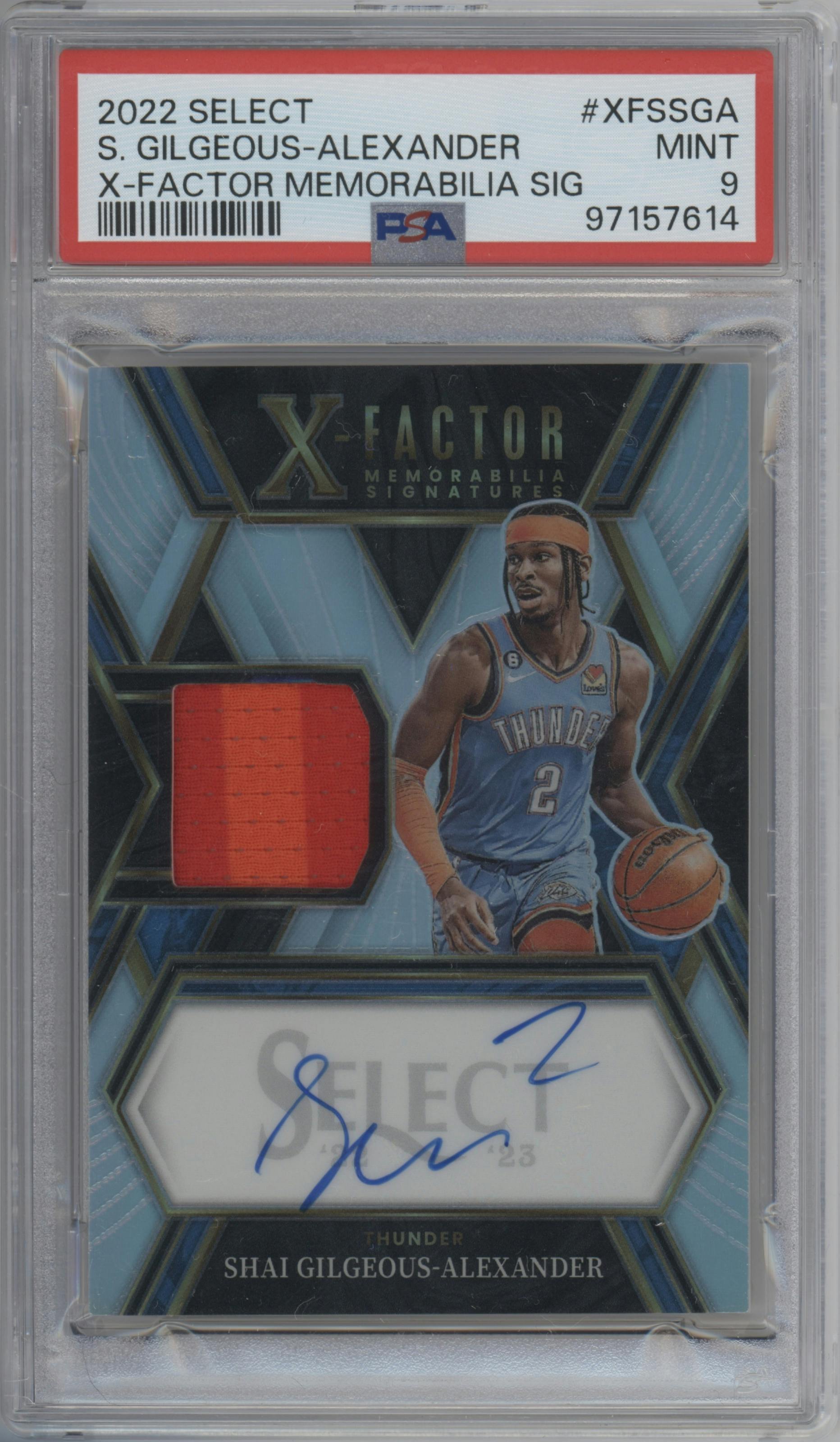 Shai Gilgeous-Alexander from the 2022-23 Panini Select set graded by PSA and given an overall grade of 9.