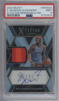 Shai Gilgeous-Alexander from the 2022-23 Panini Select set graded by PSA and given an overall grade of 9.