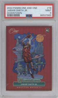 Jabari Smith Jr. from the 2022-23 Panini One and One set graded by PSA and given an overall grade of 9.