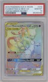 Mewtwo & Mew GX from the 2019 Pokemon S&M  set graded by PSA and given an overall grade of 10.