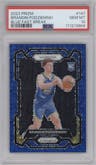 Brandin Podziemski from the 2023-24 Panini Prizm set featuring a Fast Break Blue Prizm parallel graded by PSA and given an overall grade of 10.
