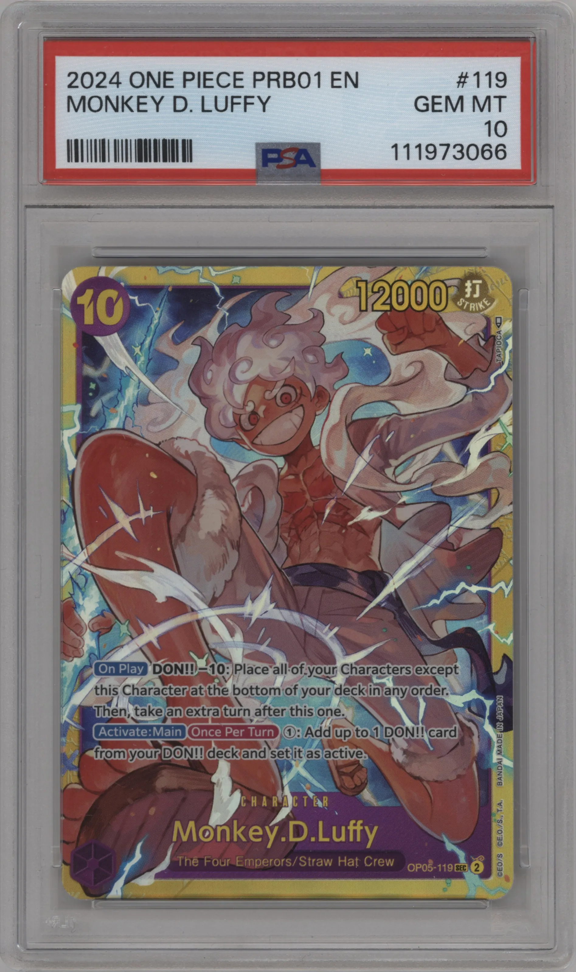 2024 One Piece Card The Best Monkey.D.Luffy PSA 10