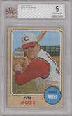 Pete Rose from the 1968 Topps set graded by Beckett and given an overall grade of 5.