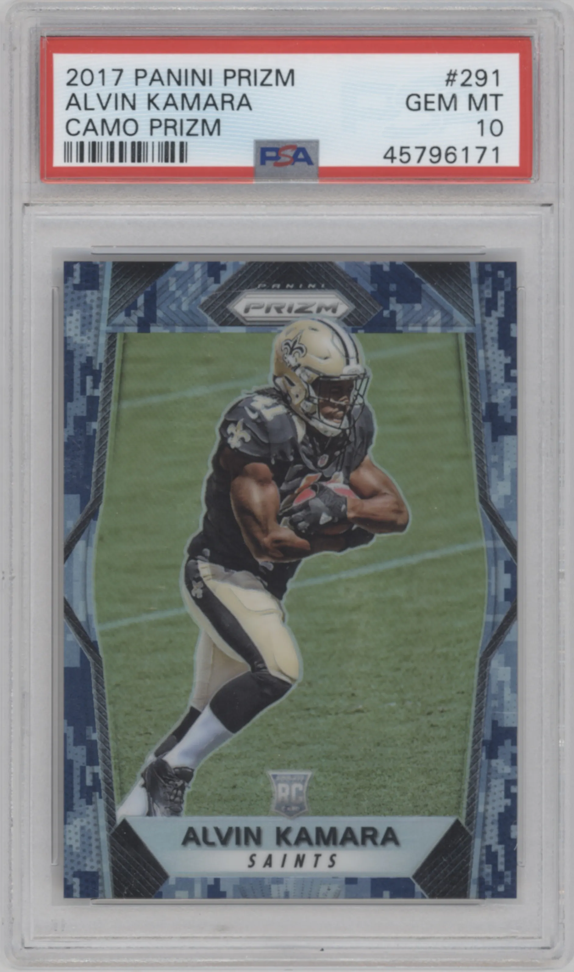 2017 Panini Prizm Alvin Kamara Camo Prizm #291 PSA 10