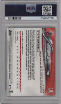 Shohei Ohtani from the 2018 Topps Chrome set graded by PSA and given an overall grade of 10.