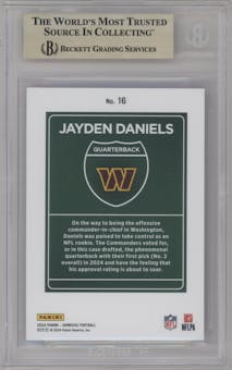 Jayden Daniels from the 2024 Donruss set graded by Beckett and given an overall grade of 9.5.