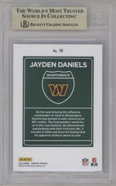 Jayden Daniels from the 2024 Donruss set graded by Beckett and given an overall grade of 9.5.