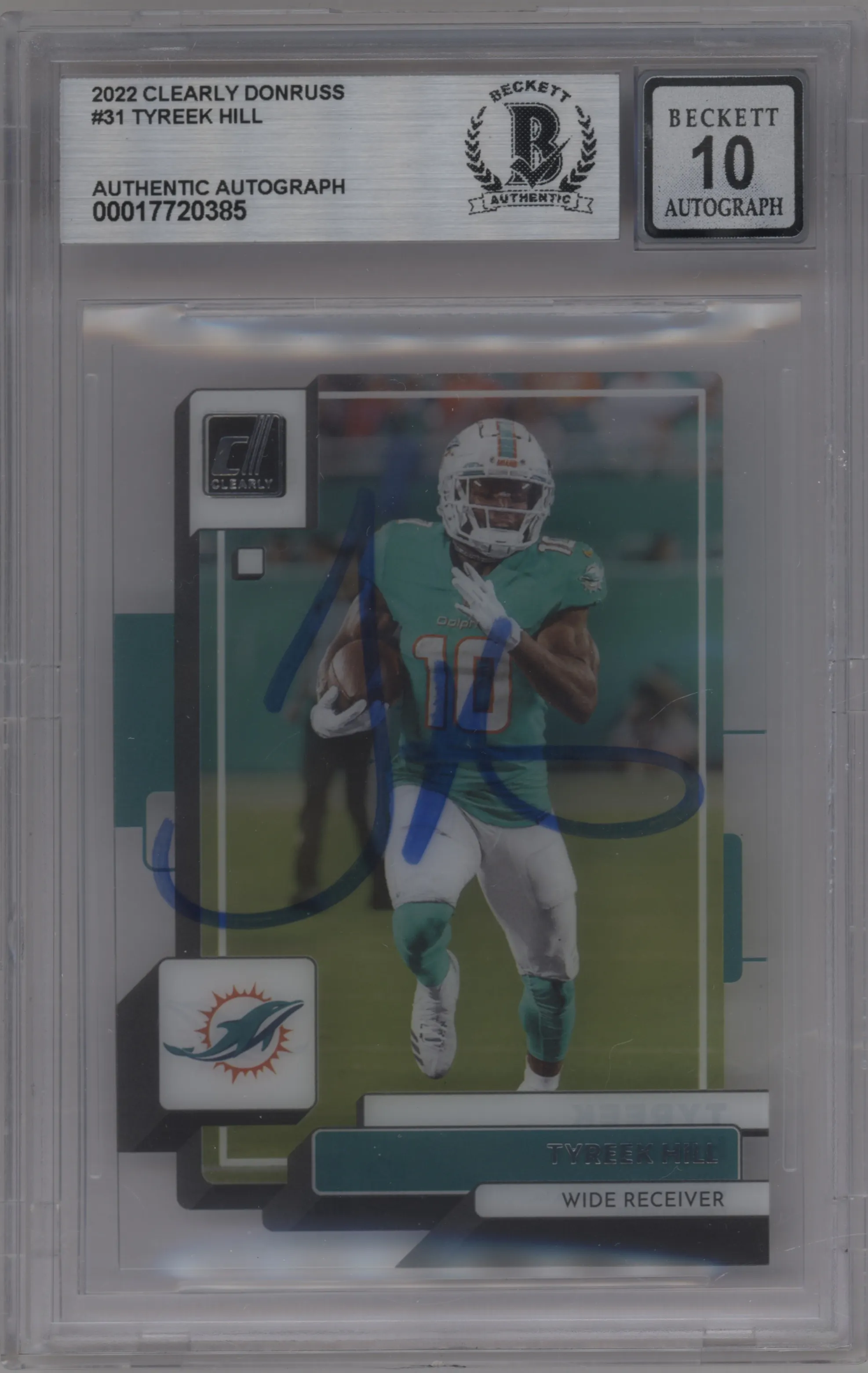 2022 Clearly Donruss Tyreek Hill BGS AUTHENTIC #31 BGS
