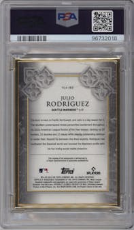 Julio Rodriguez from the 2023 Topps Transcendent Collection set graded by PSA and given an overall grade of 10.