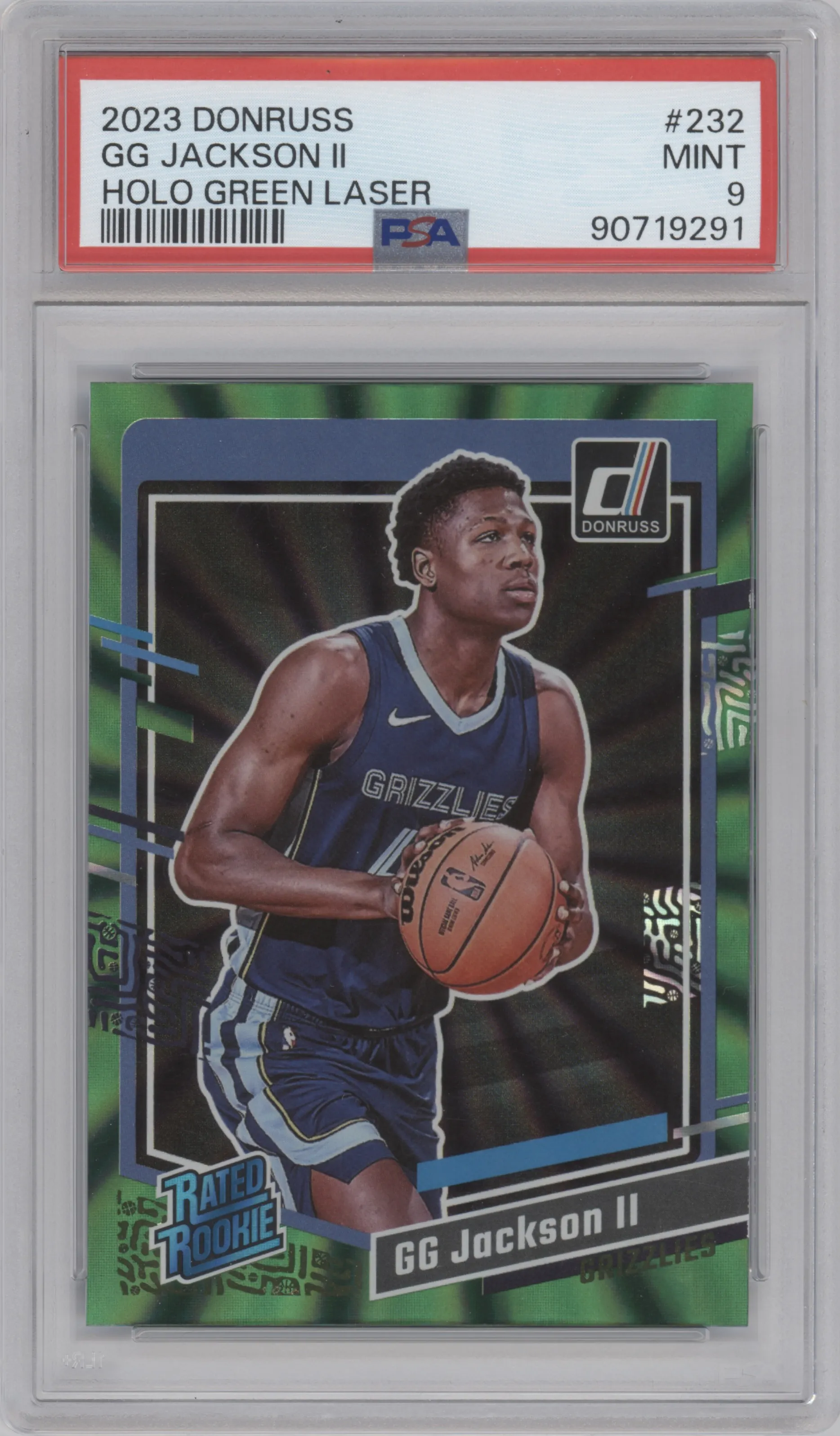 2023 Panini Donruss Rated Rookie GG Jackson II Green Holo Laser PSA 9
