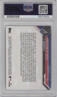 Ronald Acuna Jr. from the 2023-24 Topps Now Off-Season set graded by PSA and given an overall grade of 10.