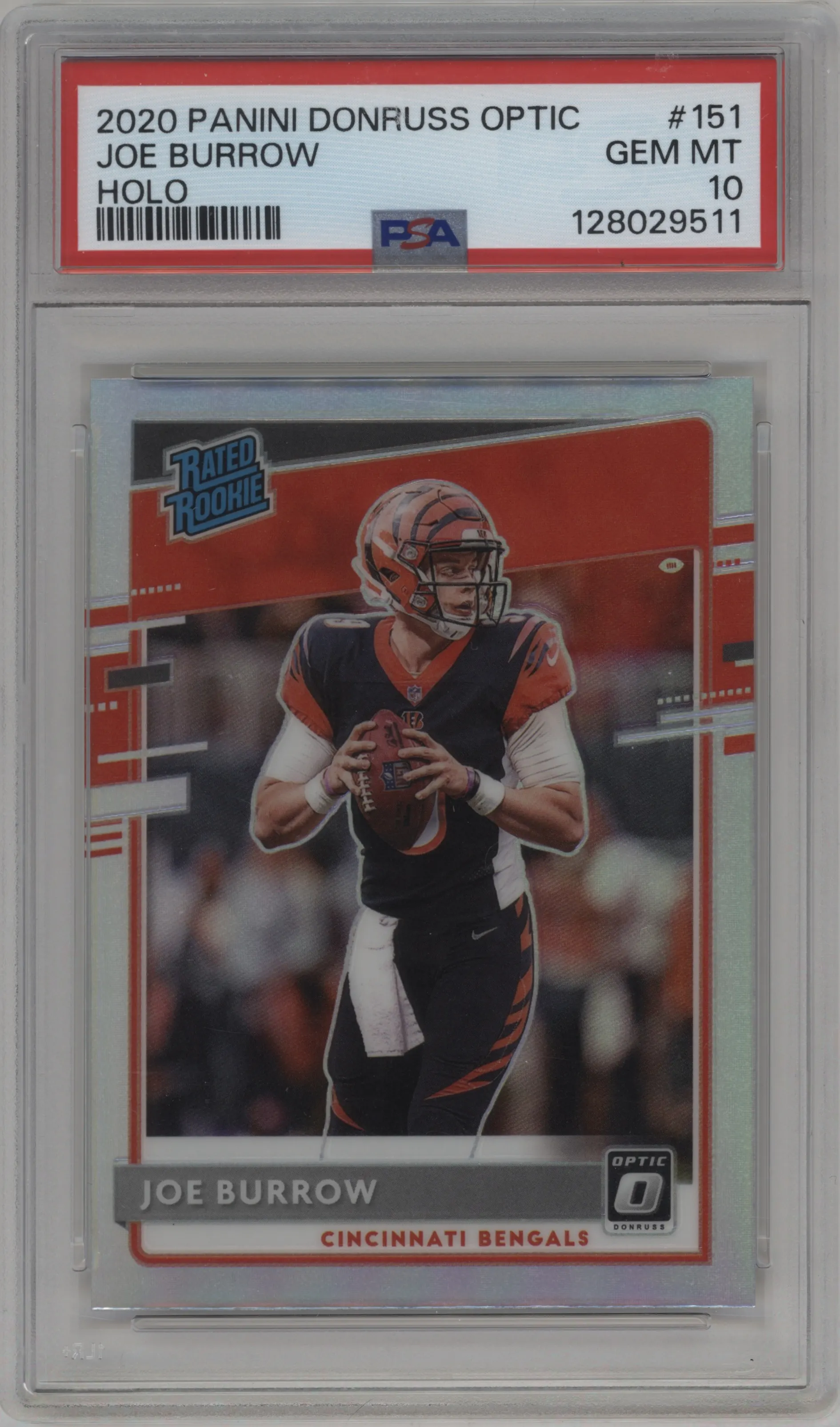 2020 Panini Donruss Optic Rated Rookie Joe Burrow Holo #151 PSA 10