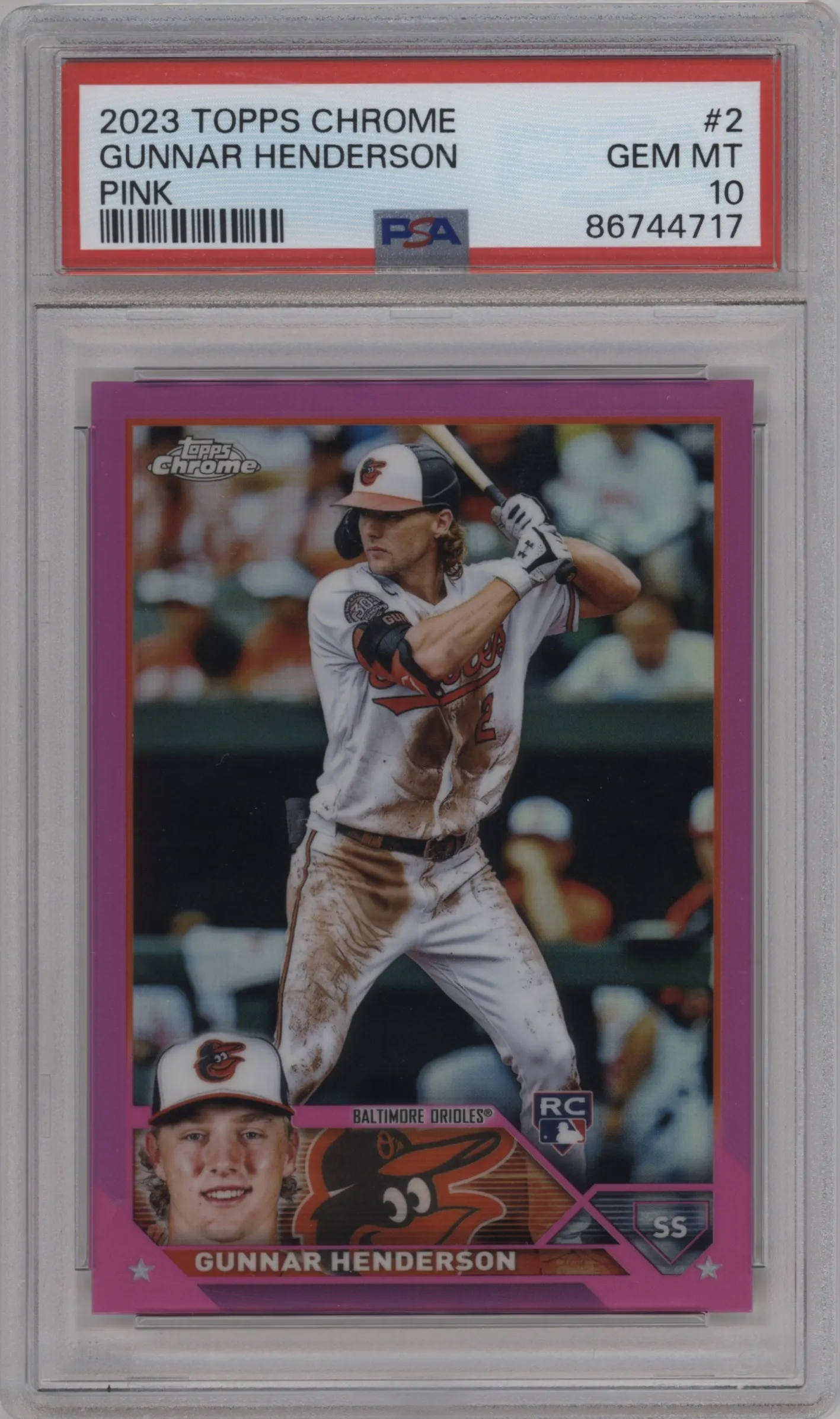 2023 Topps Chrome Gunnar Henderson Pink Refractor PSA 10