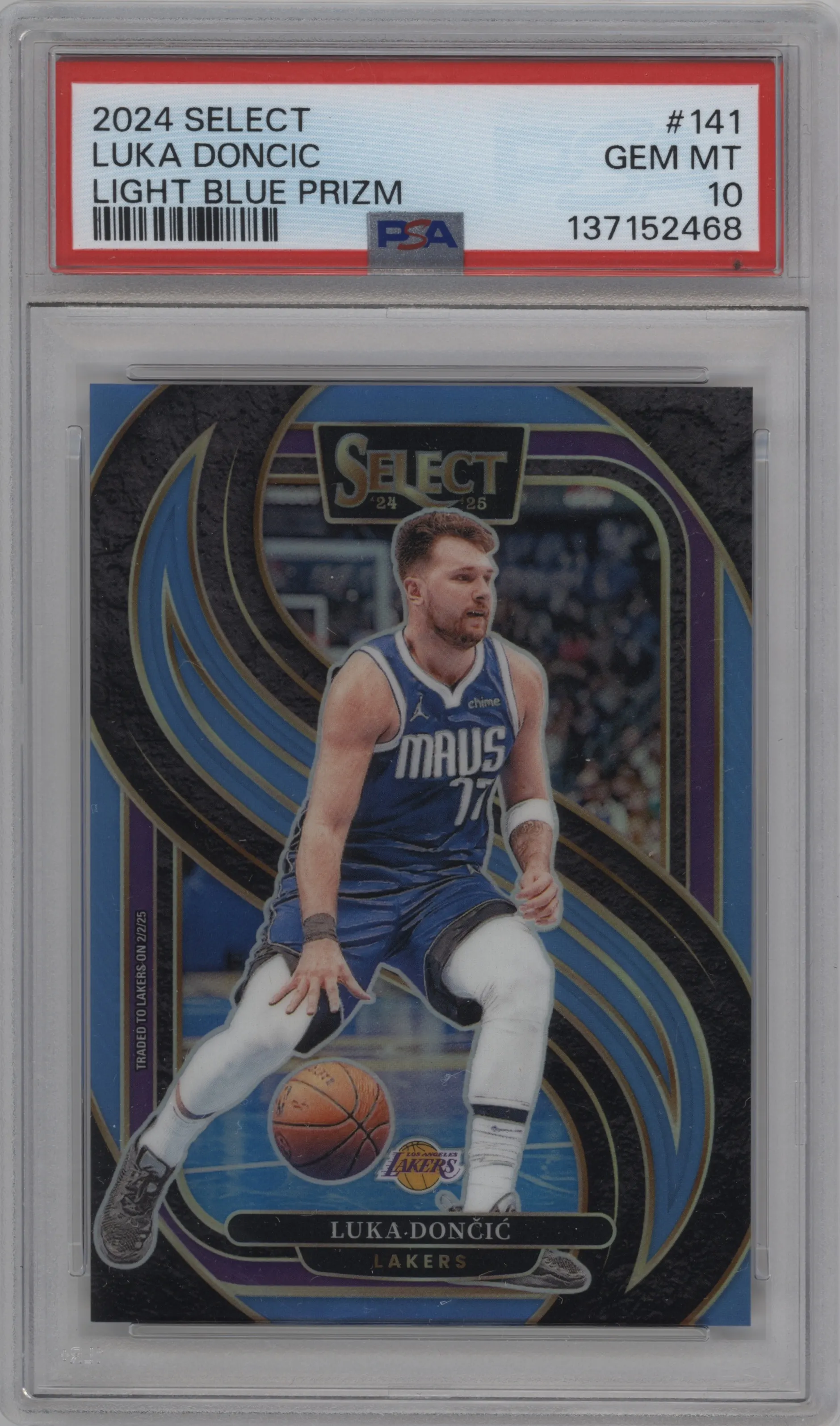 2024 Panini Select Pre.Lvl. Luka Doncic Light Blue Prizm #141 PSA 10