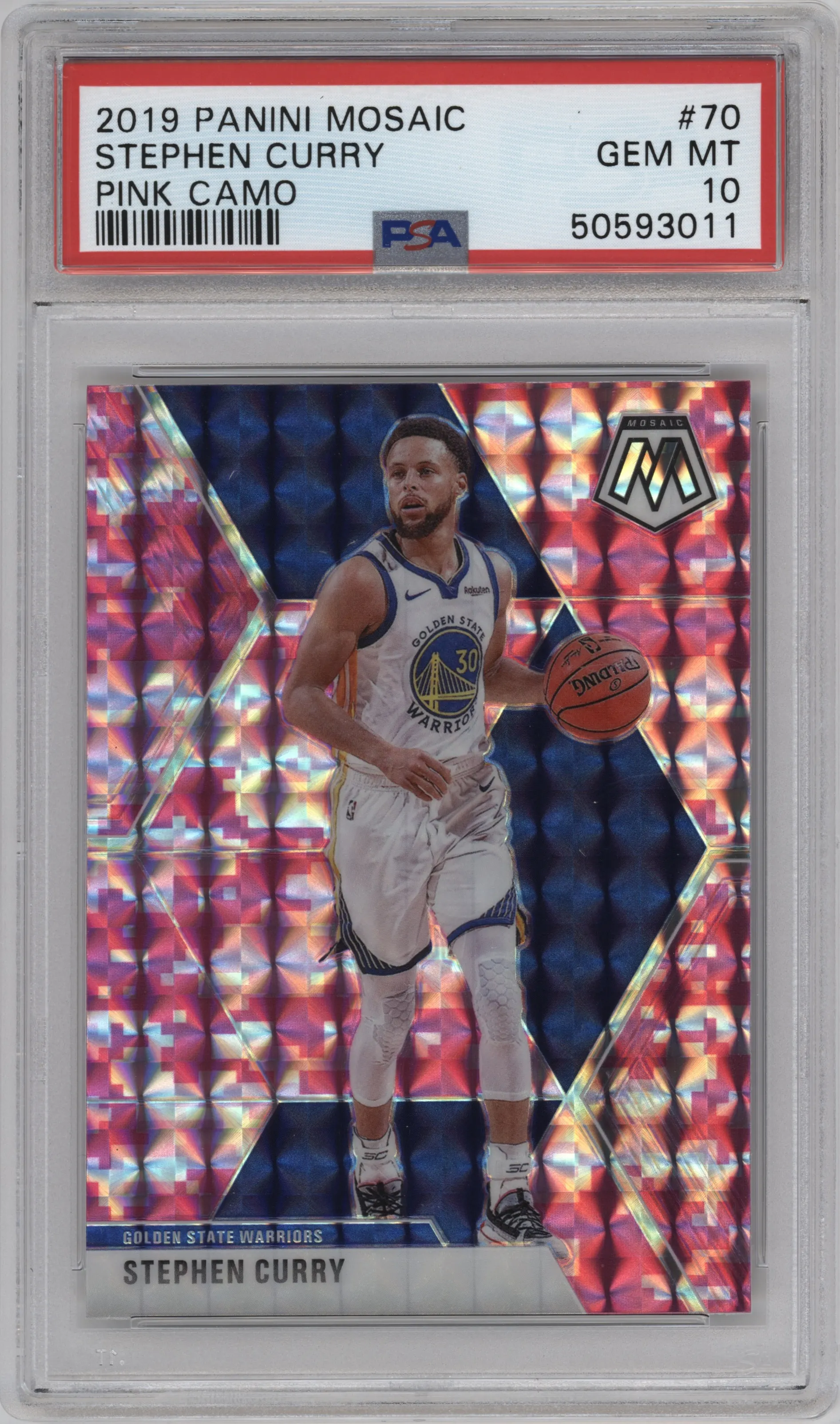 2019 Panini Mosaic Stephen Curry Pink Camo #70 PSA 10