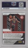 Trae Young from the 2018-19 Panini Prizm set featuring a Red White Blue Prizm parallel graded by PSA and given an overall grade of 10.