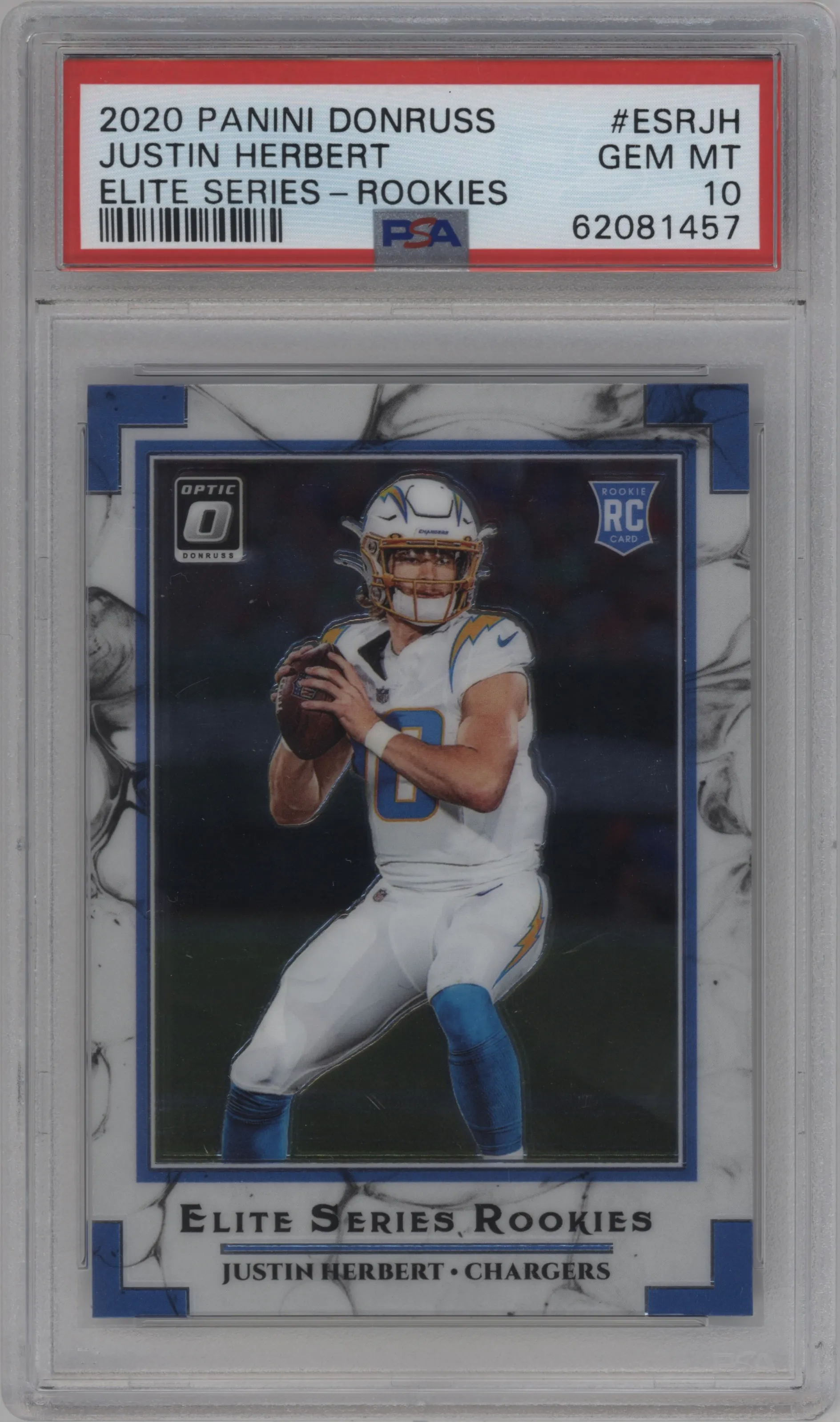 2020 Panini Donruss Elite Series Rke. Justin Herbert #ESR-JH PSA 10