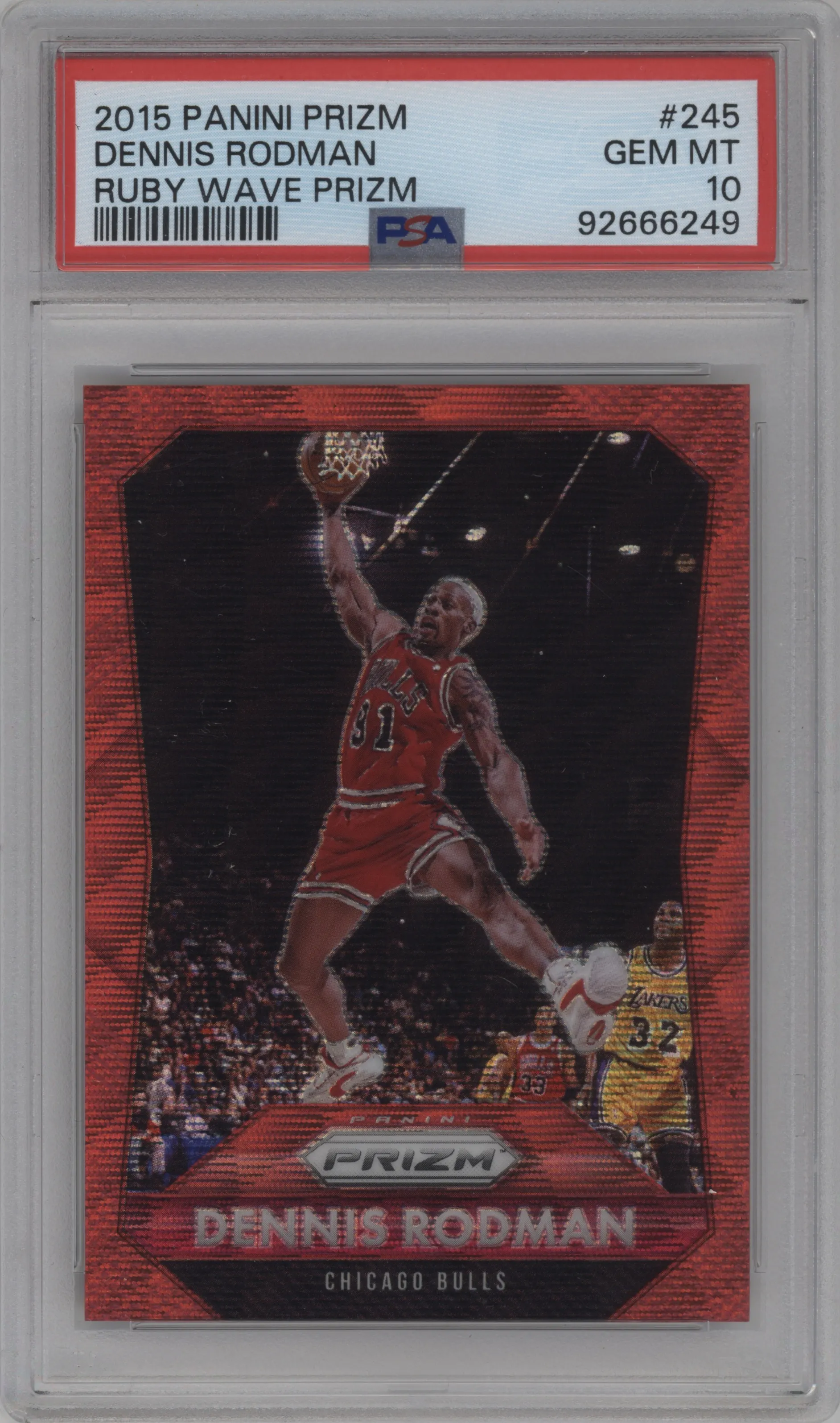 2015 Panini Prizm Dennis Rodman Ruby Wave #245 PSA 10