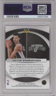 Victor Wembanyama from the 2023-24 Panini Prizm set graded by PSA and given an overall grade of 10.