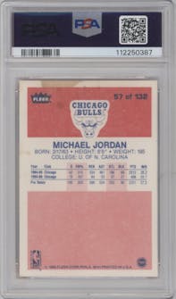 Michael Jordan from the 1986-87 Fleer set graded by PSA and given an overall grade of 4.