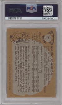 Magic Johnson from the 1981-82 Topps  set graded by PSA and given an overall grade of 7.
