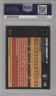 Kevin Durant from the 2007-08 Topps Chrome set graded by PSA and given an overall grade of 9.