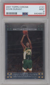 Kevin Durant from the 2007-08 Topps Chrome set graded by PSA and given an overall grade of 9.
