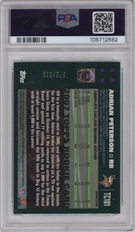 Adrian Peterson from the 2007 Topps Chrome set featuring a White Refractor parallel graded by PSA and given an overall grade of 10.